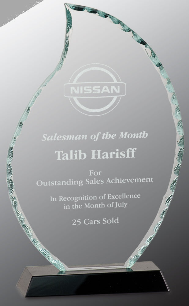 9.5" Flame Facet Glass on Black Base Award – item FC12 image 3