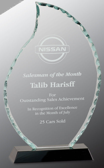 9.5" Flame Facet Glass on Black Base Award – item FC12 image 3