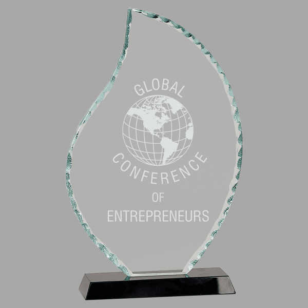 10.5" Flame Facet Glass on Black Base Award – item FC13 image 4