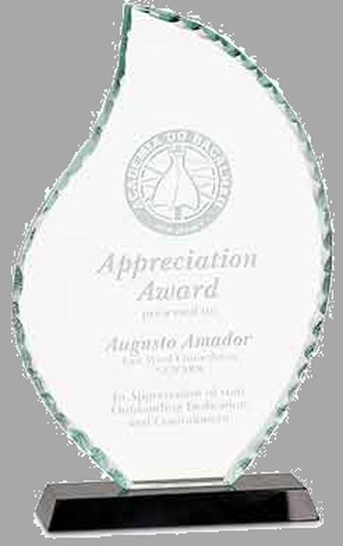 10.5" Flame Facet Glass on Black Base Award – item FC13