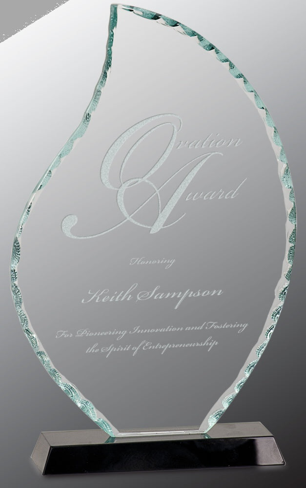 10.5" Flame Facet Glass on Black Base Award – item FC13 image 3