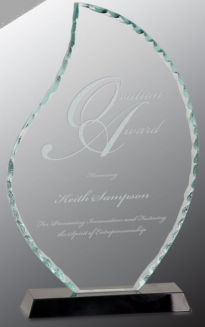 10.5" Flame Facet Glass on Black Base Award – item FC13 image 3