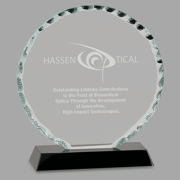5" Round Facet Glass on Black Base Award – item FC21 image 3