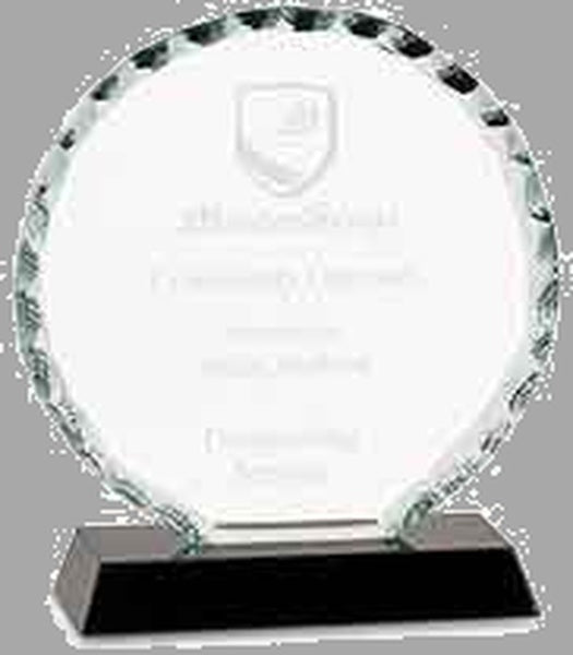 5" Round Facet Glass on Black Base Award – item FC21