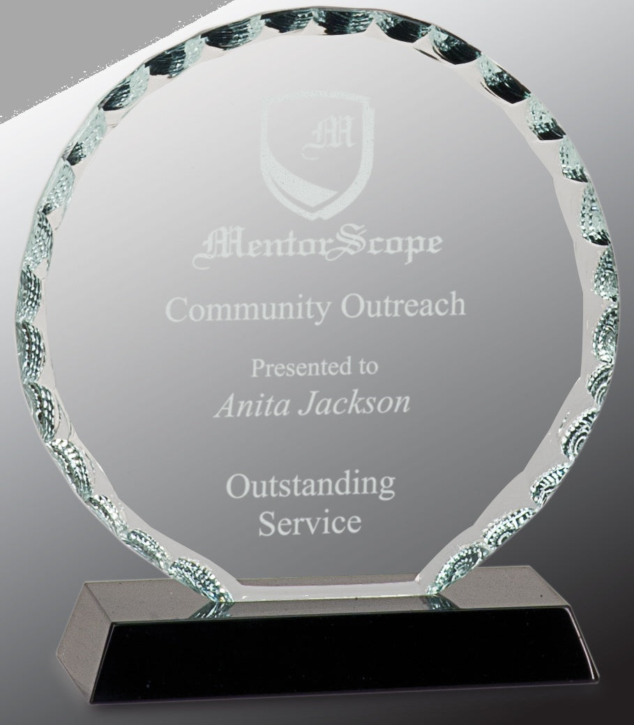 5" Round Facet Glass on Black Base Award – item FC21 image 2