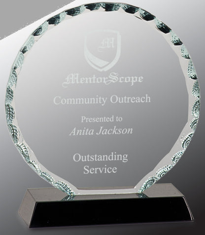 5" Round Facet Glass on Black Base Award – item FC21 image 2