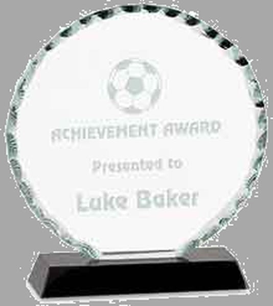 6.5" Round Facet Glass on Black Base Award – item FC22