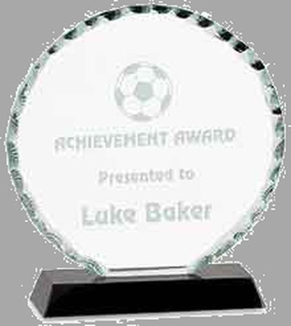 6.5" Round Facet Glass on Black Base Award – item FC22