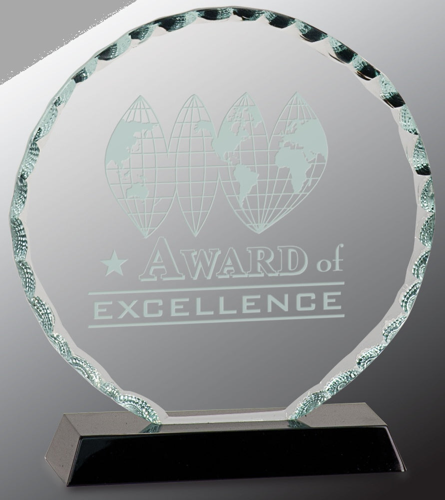 6.5" Round Facet Glass on Black Base Award – item FC22 image 3