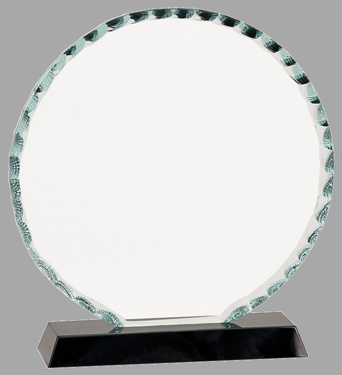 7.5" Round Facet Glass on Black Base Award – item FC23 image 2