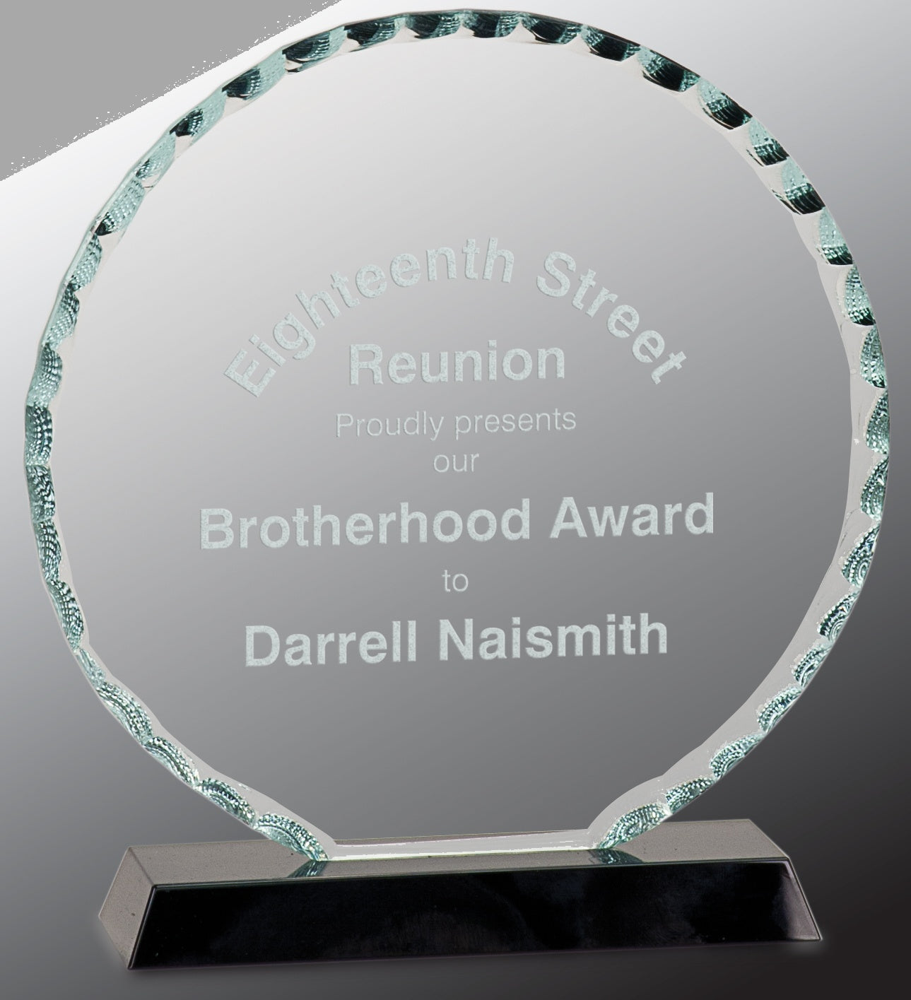 7.5" Round Facet Glass on Black Base Award – item FC23 image 4