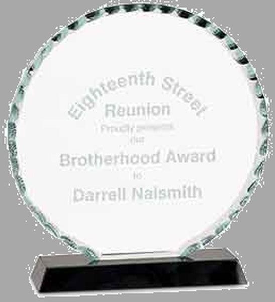 7.5" Round Facet Glass on Black Base Award – item FC23
