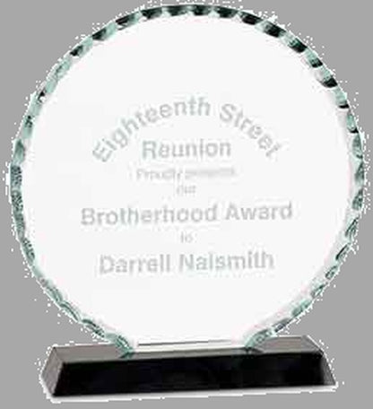 7.5" Round Facet Glass on Black Base Award – item FC23