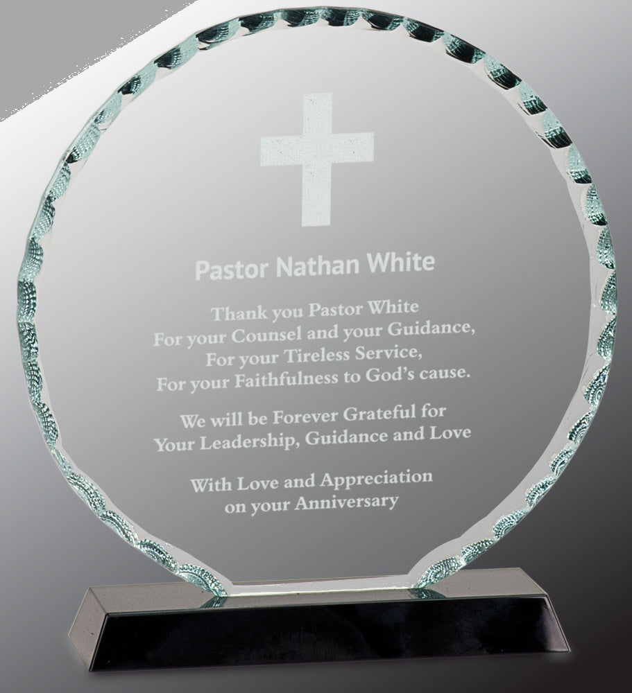 7.5" Round Facet Glass on Black Base Award – item FC23 image 3