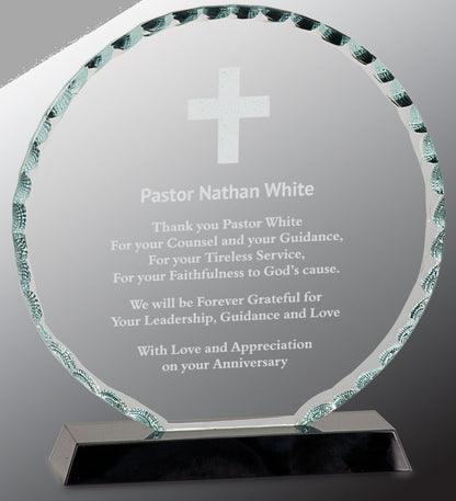 7.5" Round Facet Glass on Black Base Award – item FC23 image 3