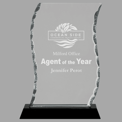 7.5" Scroll Facet Glass on Black Base Award – item FC31 image 4