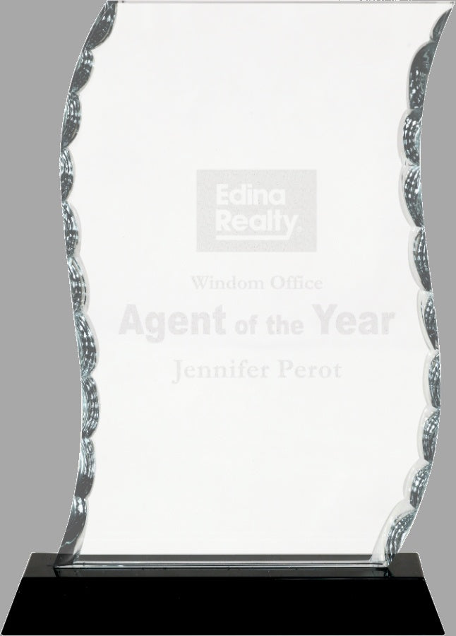 7.5" Scroll Facet Glass on Black Base Award – item FC31 image 2