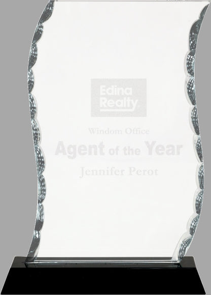 7.5" Scroll Facet Glass on Black Base Award – item FC31 image 2