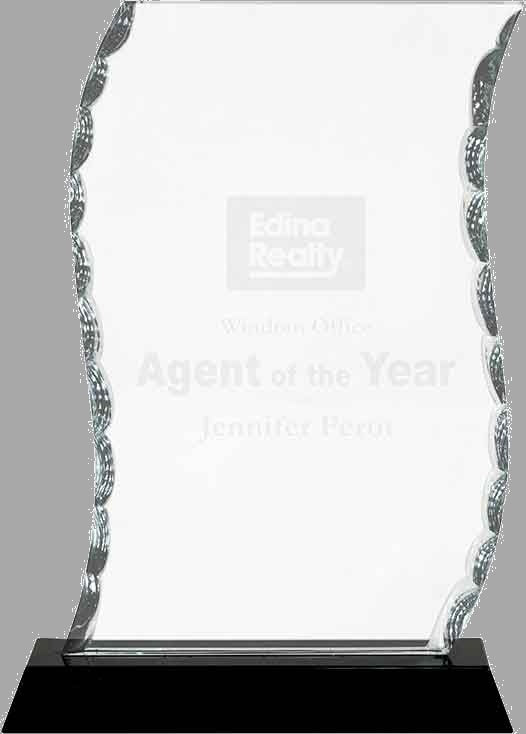 7.5" Scroll Facet Glass on Black Base Award – item FC31