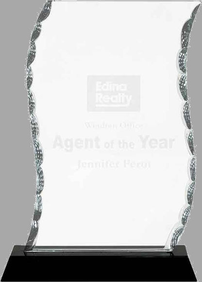 7.5" Scroll Facet Glass on Black Base Award – item FC31