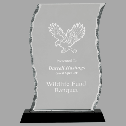 8.25" Scroll Facet Glass on Black Base Award – item FC32 image 4