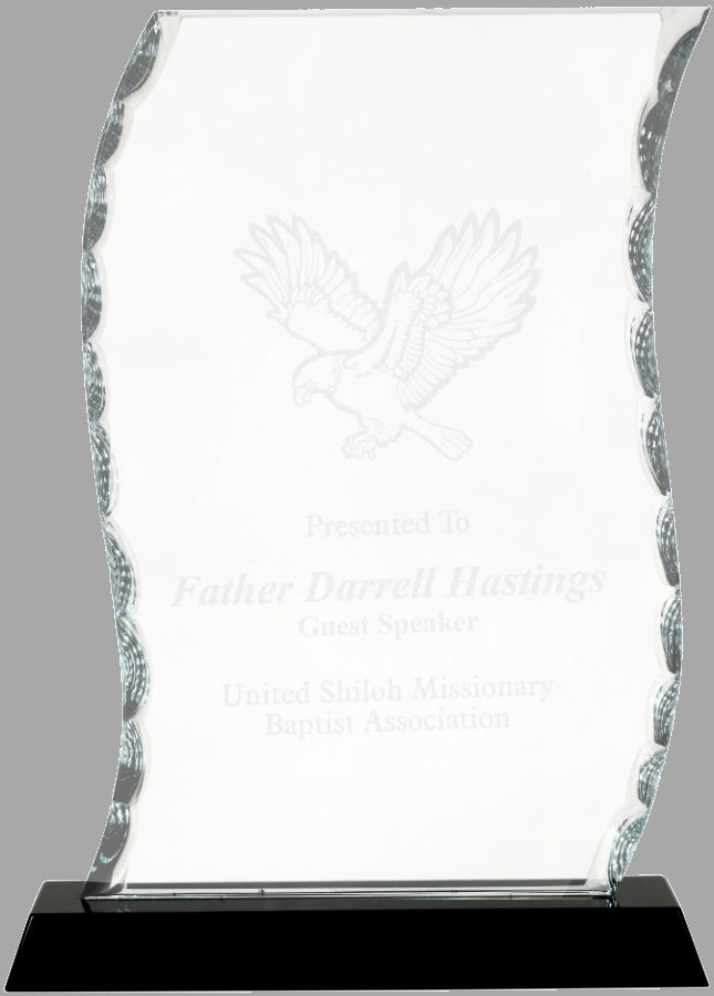 8.25" Scroll Facet Glass on Black Base Award – item FC32 image 2