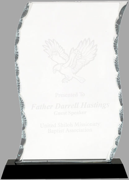 8.25" Scroll Facet Glass on Black Base Award – item FC32 image 2