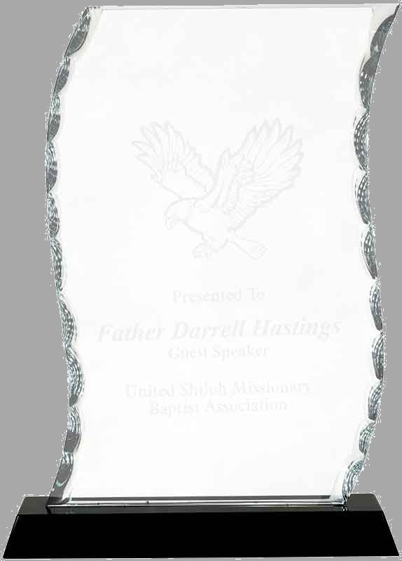 8.25" Scroll Facet Glass on Black Base Award – item FC32