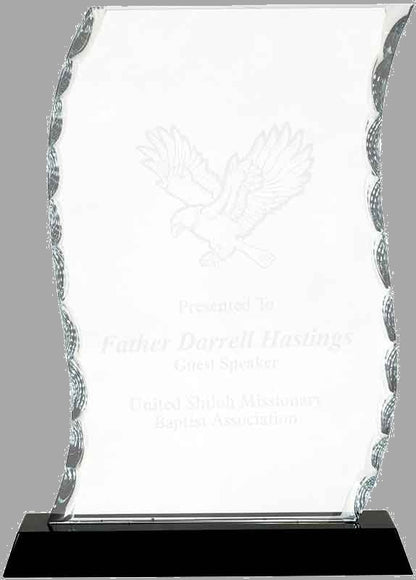 8.25" Scroll Facet Glass on Black Base Award – item FC32