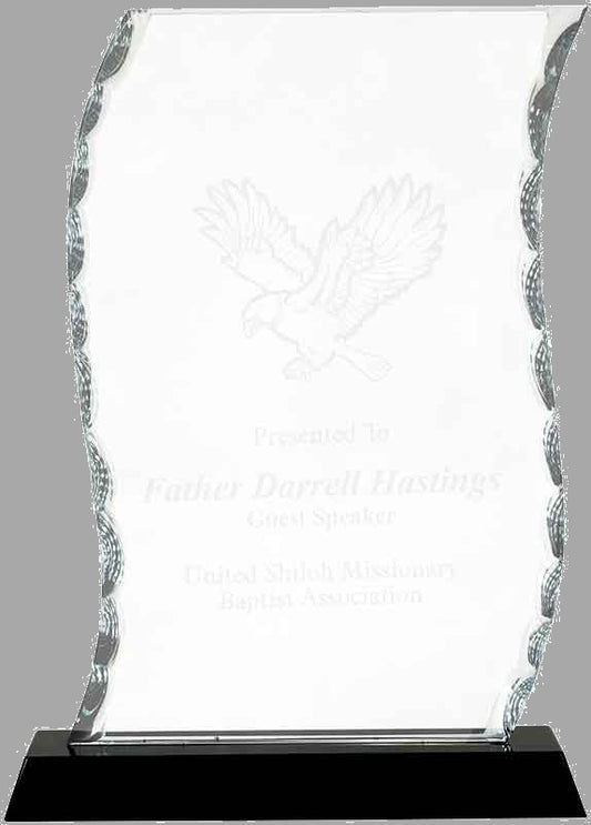 8.25" Scroll Facet Glass on Black Base Award – item FC32