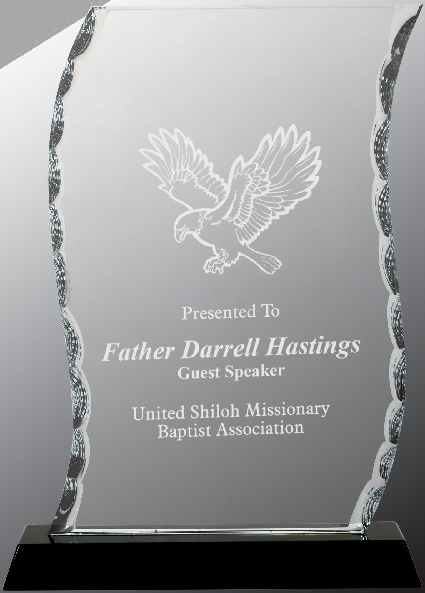 8.25" Scroll Facet Glass on Black Base Award – item FC32 image 3