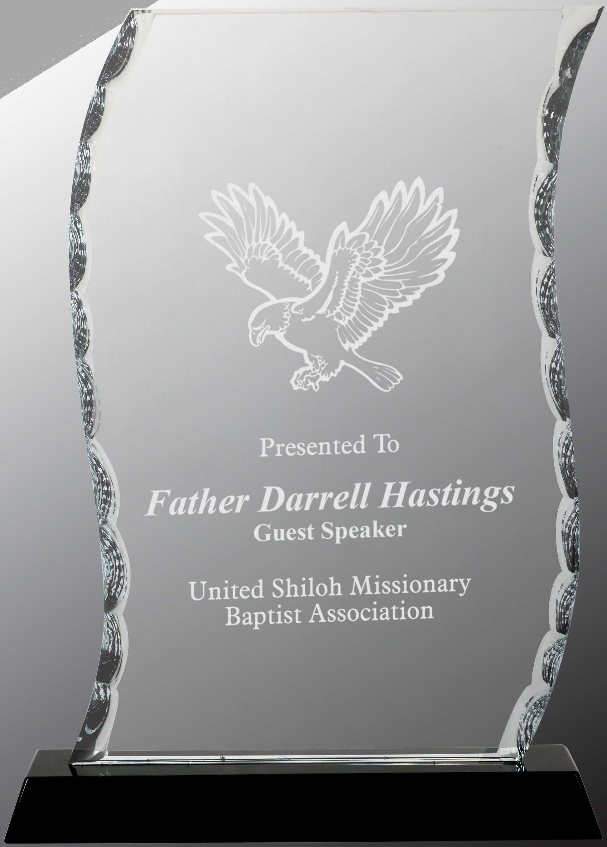 8.25" Scroll Facet Glass on Black Base Award – item FC32 image 3