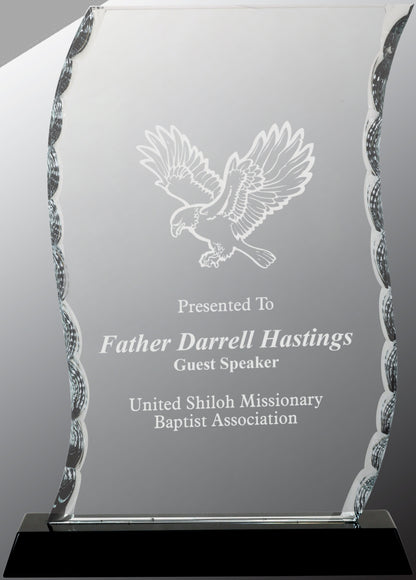 8.25" Scroll Facet Glass on Black Base Award – item FC32 image 3