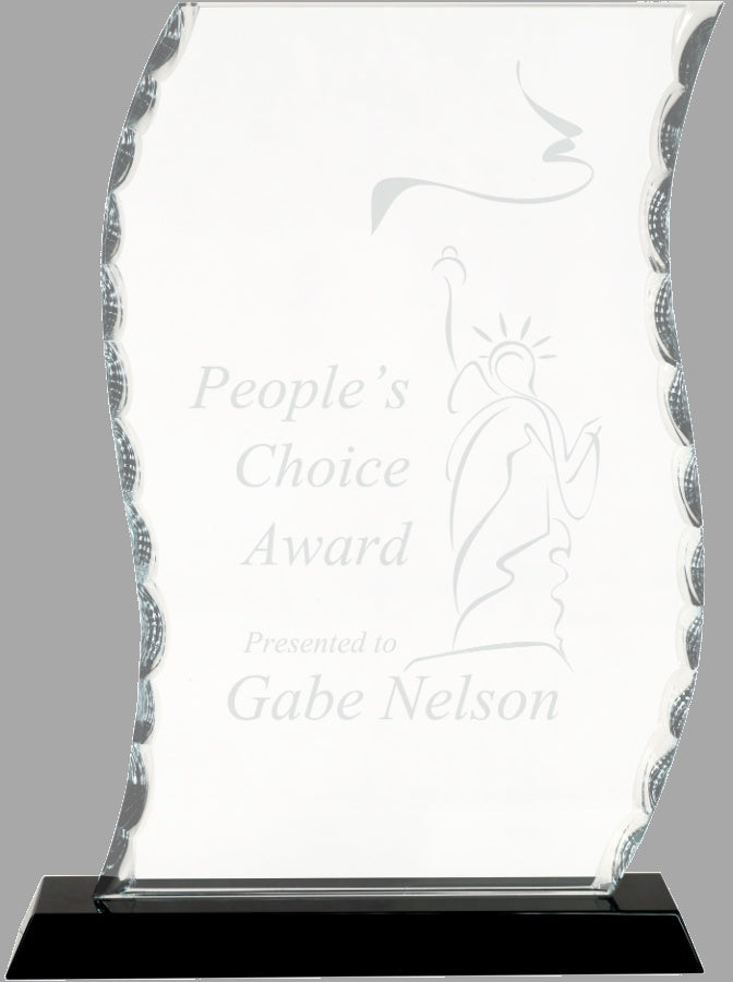 9.5" Scroll Facet Glass on Black Base Award – item FC33 image 2