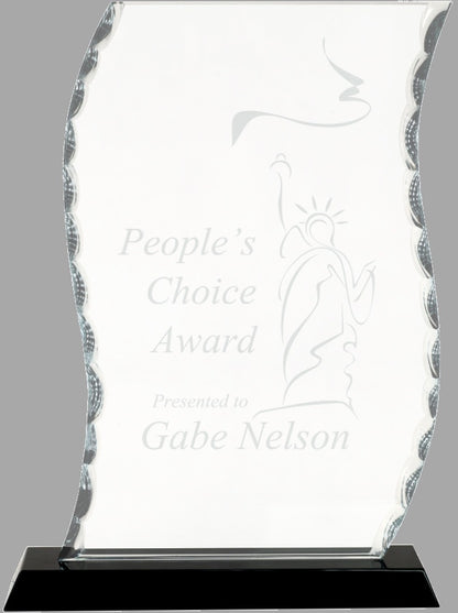 9.5" Scroll Facet Glass on Black Base Award – item FC33 image 2