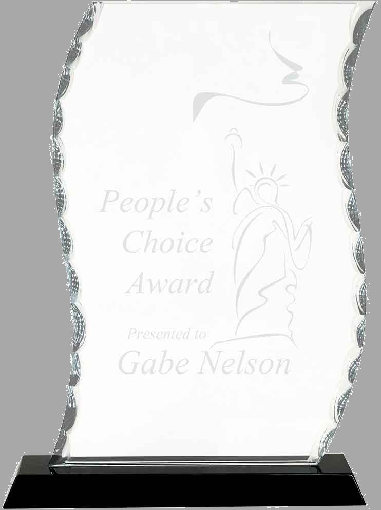 9.5" Scroll Facet Glass on Black Base Award – item FC33