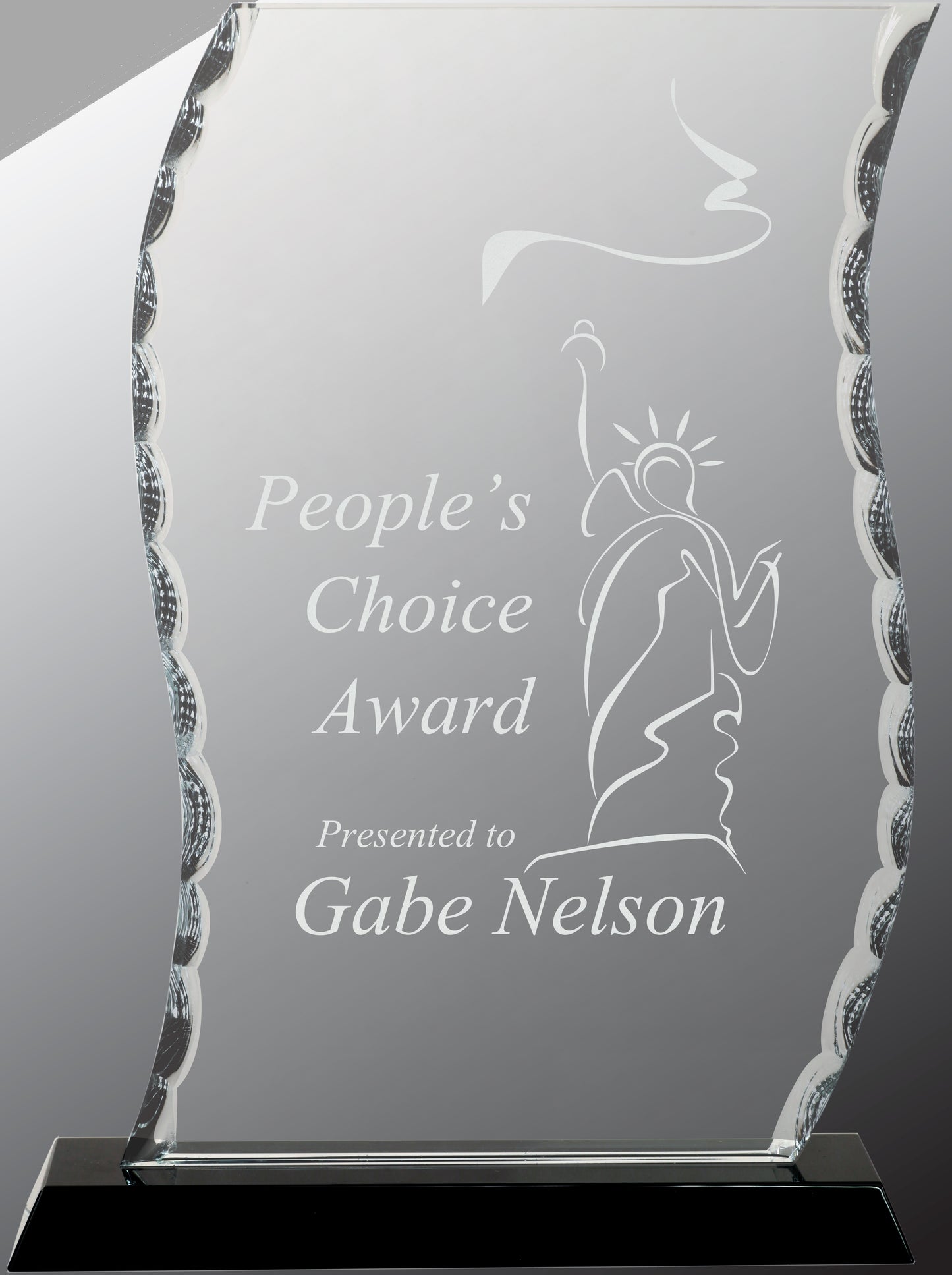 9.5" Scroll Facet Glass on Black Base Award – item FC33 image 3