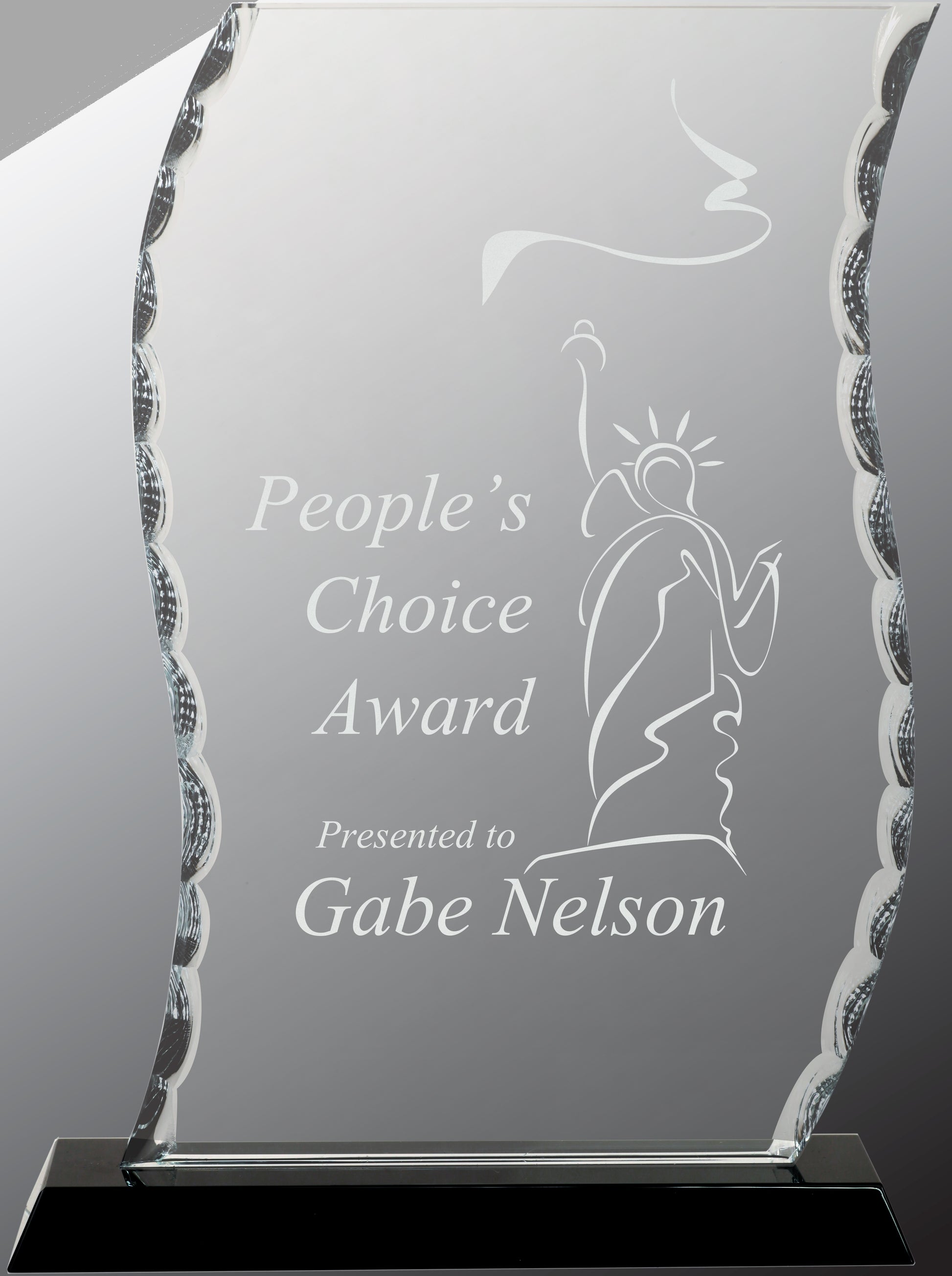 9.5" Scroll Facet Glass on Black Base Award – item FC33 image 3