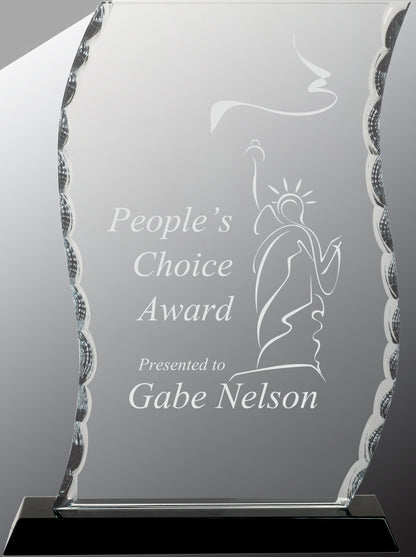 9.5" Scroll Facet Glass on Black Base Award – item FC33 image 3