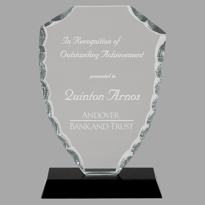 6.5" Shield Facet Glass on Black Base Award – item FC41 image 5