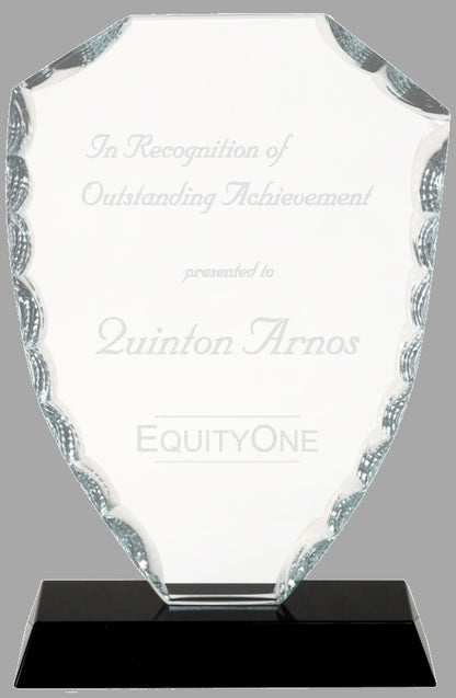 6.5" Shield Facet Glass on Black Base Award – item FC41 image 2