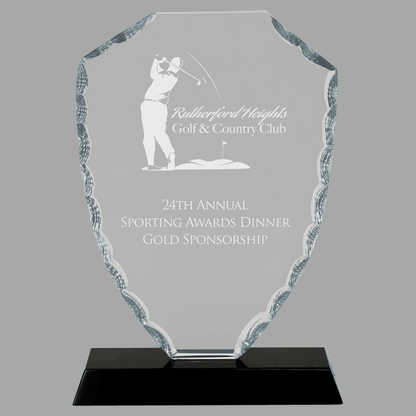 7.5" Shield Facet Glass on Black Base Award – item FC42 image 4