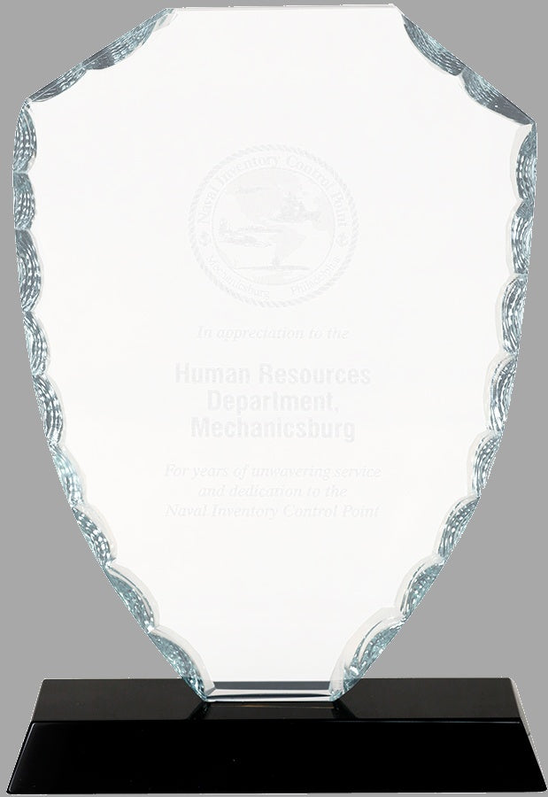 7.5" Shield Facet Glass on Black Base Award – item FC42 image 2