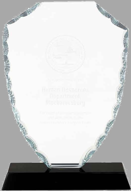 7.5" Shield Facet Glass on Black Base Award – item FC42