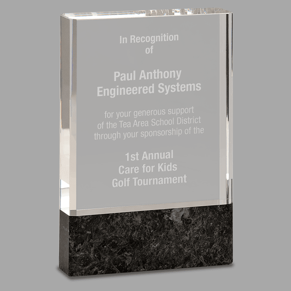 4" X 6 X 1 Fusion Crystal-black Award – item FG46BK