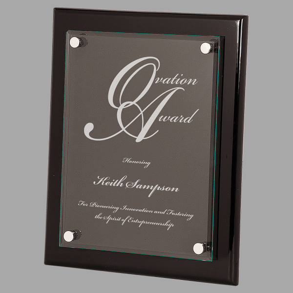 10.5" x 13" Black Piano Floating Glass Plaque – item FPG21113