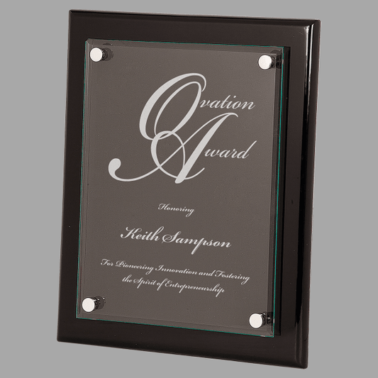 10.5" x 13" Black Piano Floating Glass Plaque – item FPG21113