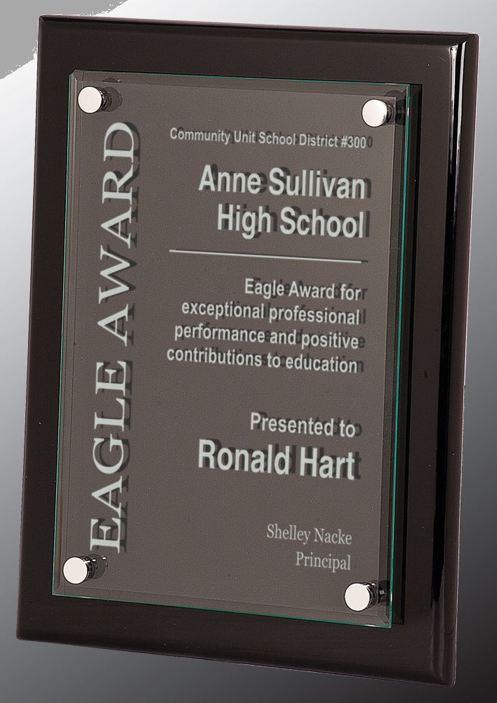 9" x 12" Black Piano Floating Glass Plaque – item FPG2912 image 2