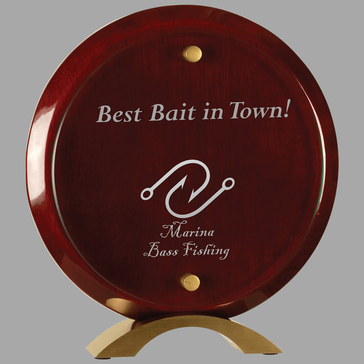 8 1/2" Round Rosewood Piano Finish Floating Acrylic Standup — FSA385