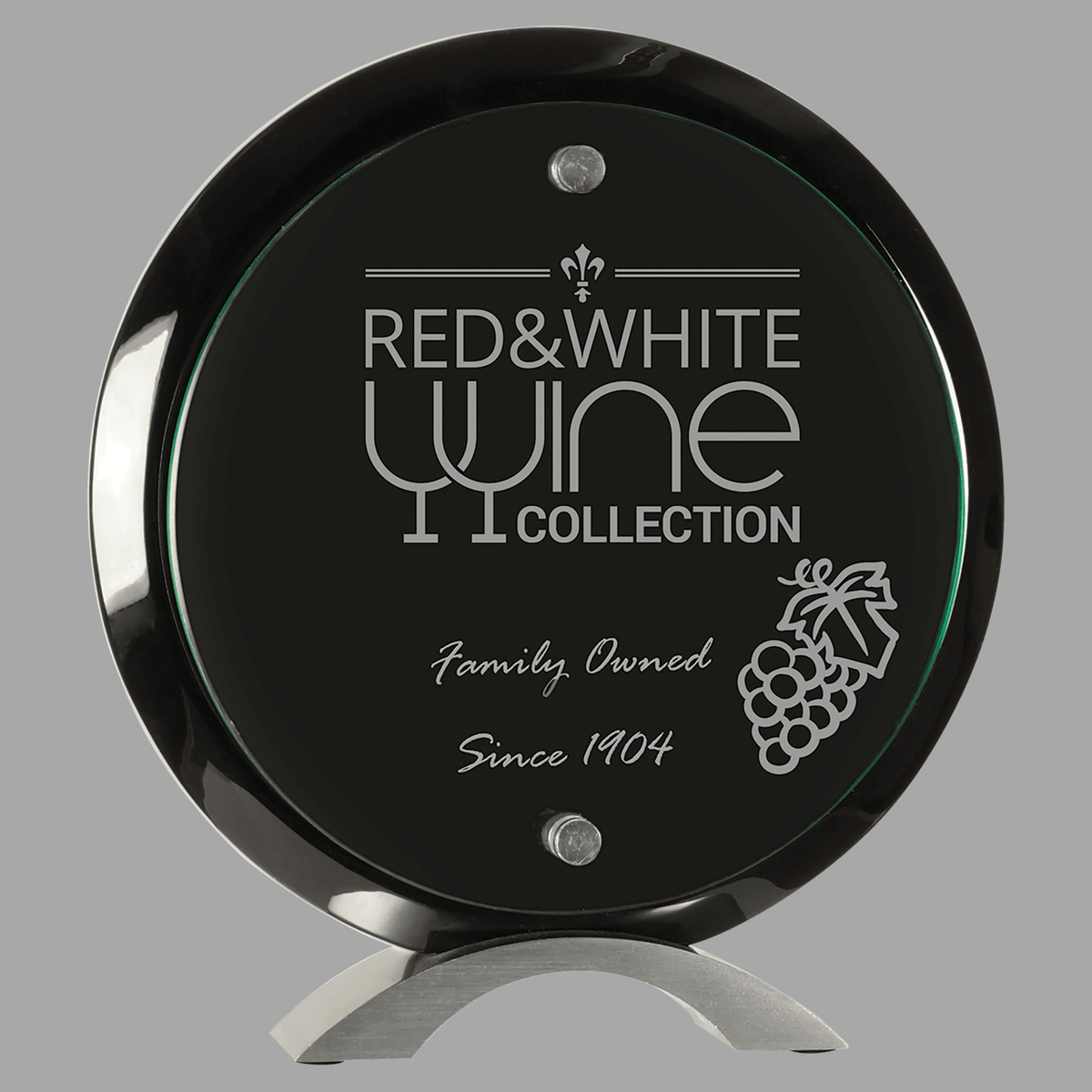 8 1/2" Round Black Piano Finish Floating Acrylic Standup — FSA485